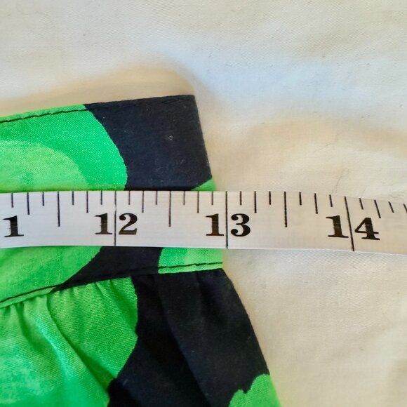 Mouche Black and Green Abstract Limes Full Buttoned Swing Skirt w Pockets - Picture 12 of 13